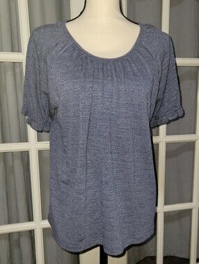 Banana Republic Heathered Blue Short Sleeve Scoop Neck Top